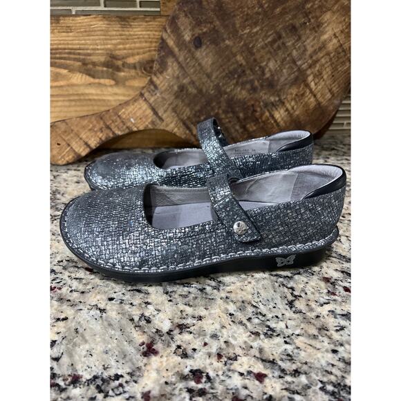 Alegria Belle Silver Slate Mary Jane style shoes size 38 US 8 - 8.5 - Picture 1 of 5
